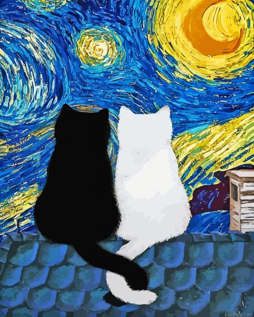 Cute cats starry night painting by numbers.jpeg