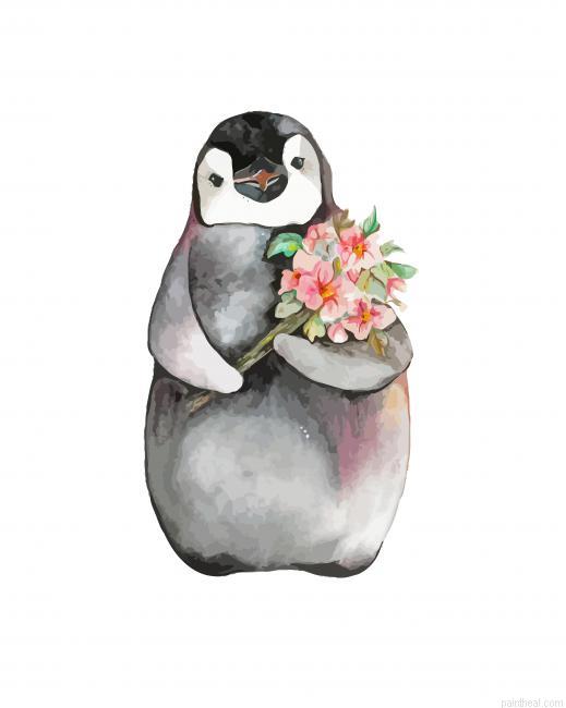 Cute penguin with flowers painting by numbers.jpeg