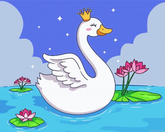 Cute swan with crown painting by numbers.jpeg