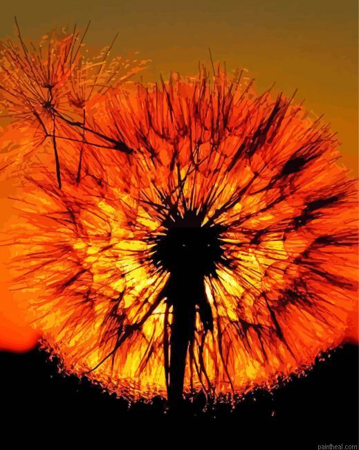 Dandelion silhouette sunset painting by numbers.jpeg