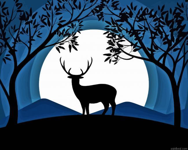 Deer in moonlight silhoouette painting by numbers.jpeg