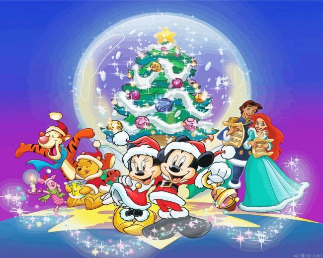 Disney christmas cartoon characters painting by numbers.jpeg