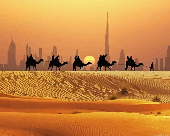Dubai desert camels silhouette painting by numbers.jpeg