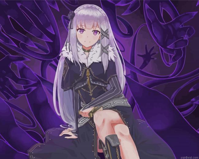 Emilia re zero anime character painting by numbers.jpeg