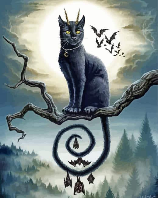 Fantasy black cat painting by numbers.jpeg