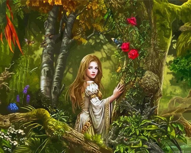 Fantasy woman in woods painting by numbers.jpeg