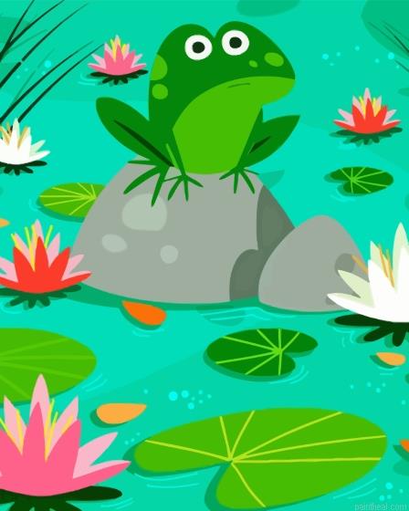 Fat green frog on lily pad painting by numbers.jpeg