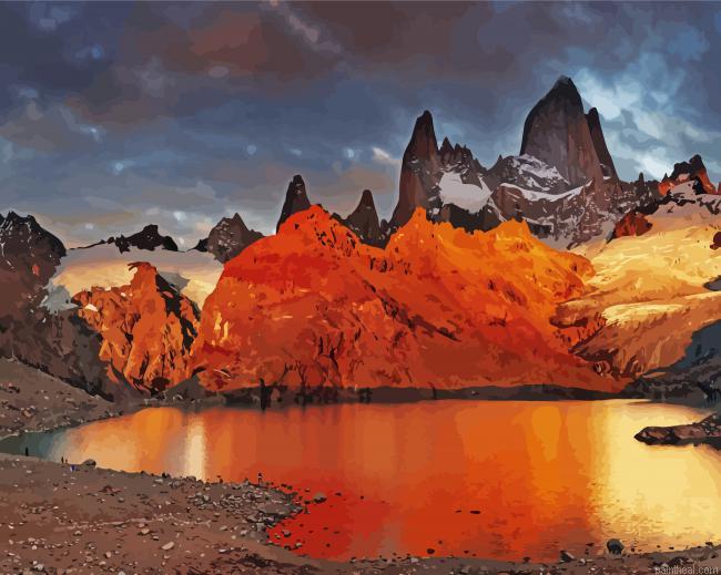 Fitz roy sunset reflection painting by numbers.jpeg
