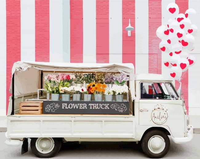 Flowers in white truck painting by numbers.jpeg