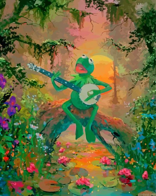 Frog with guitar in garden painting by numbers.jpeg