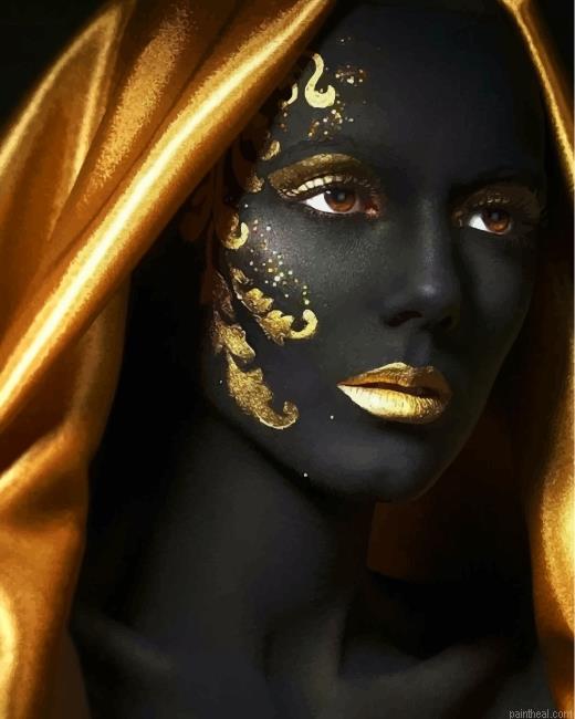 Golden black woman painting by numbers.jpeg