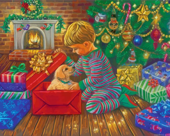 Golden retriever christmas box gift painting by numbers.jpeg