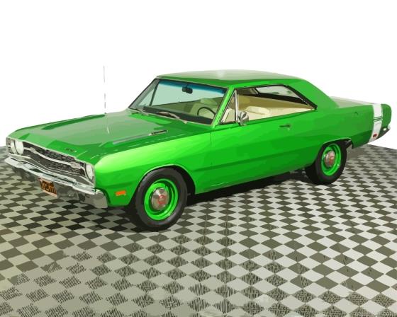 Green 69 dodge dart car painting by numbers.jpeg