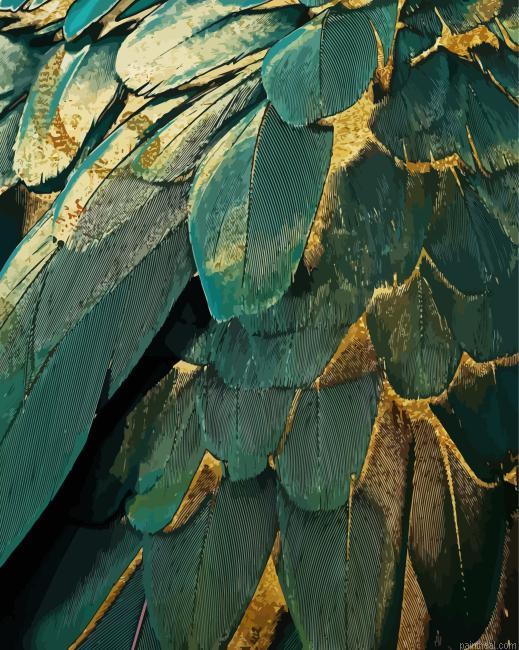 Green gold feathers painting by numbers.jpeg