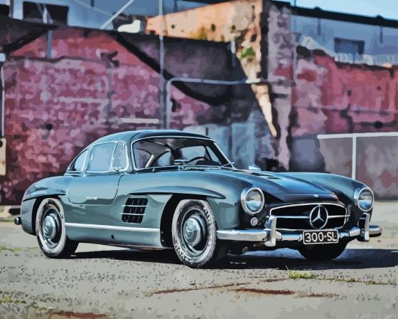 Grey old mercedes sl 300 painting by numbers.jpeg