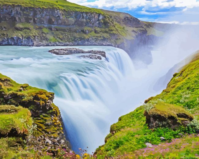 Gullfoss falls landscape painting by numbers.jpeg