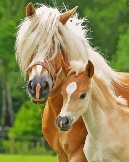 Haflinger horse mother and foal painting by numbers.jpeg