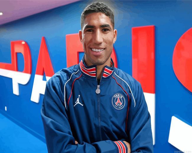 Hakimi paris saint germain footballer painting by numbers.jpeg