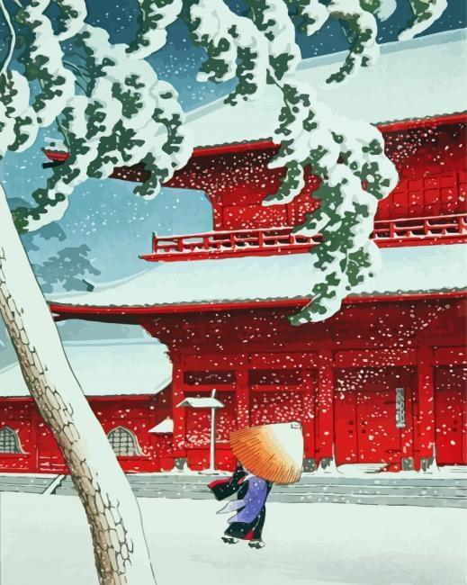 Hasui kawase red building painting by numbers.jpeg