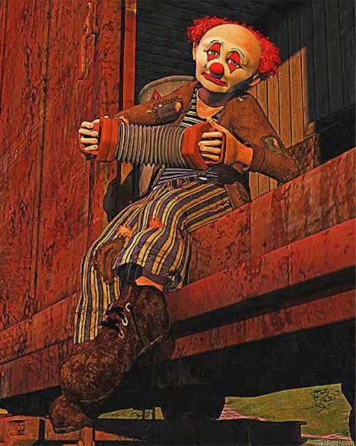 Hobo clown on the train painting by numbers.jpeg