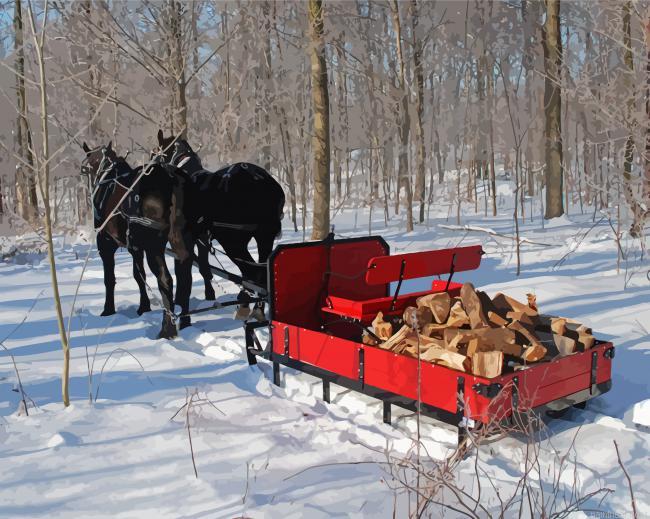 Horse with sleigh in snow painting by numbers.jpeg