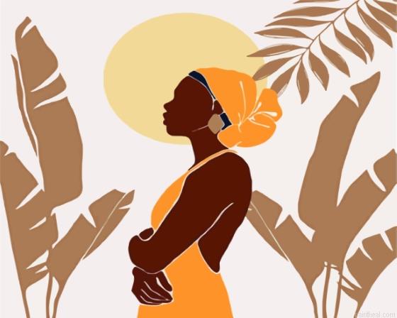 Illustration african woman in orange painting by numbers.jpeg