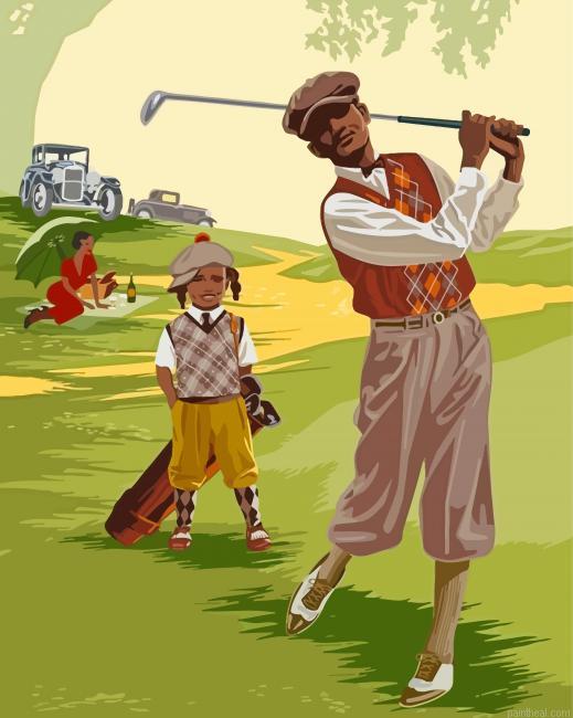 Illustration black golfer painting by numbers.jpeg