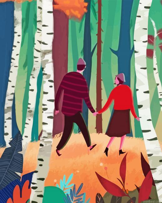 Illustration couple in forest painting by numbers.jpeg