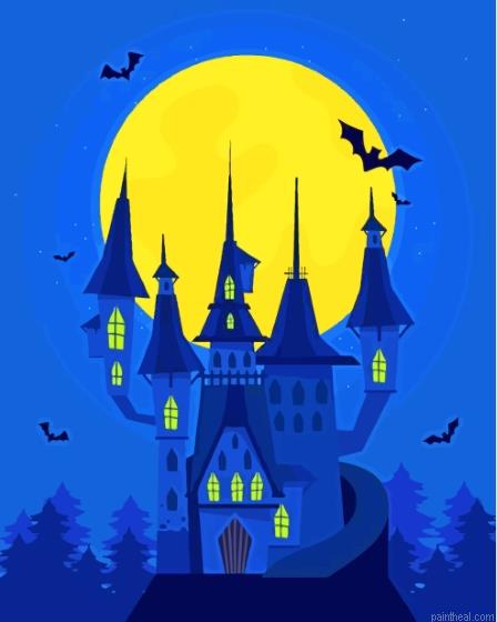 Illustration halloween castle moonlight painting by numbers.jpeg