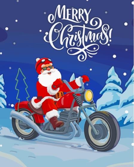 Illustration santa with motorcycle painting by numbers.jpeg