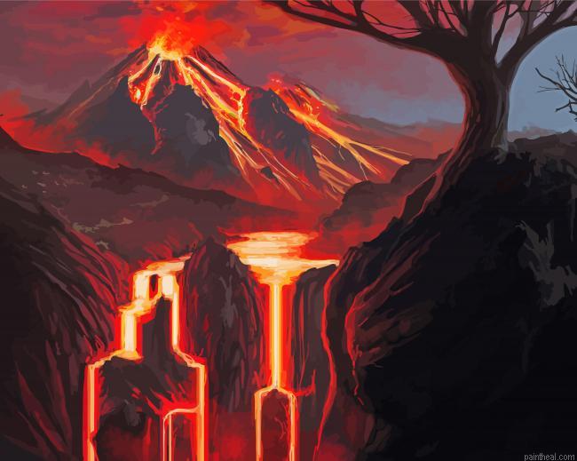 Illustration volcano lava painting by numbers.jpeg