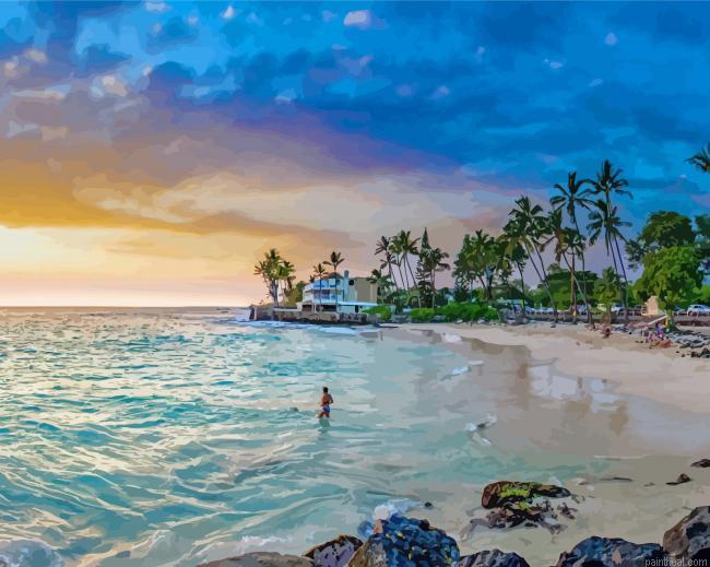 Kailua kona beach at sunset painting by numbers.jpeg