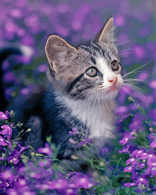 Kitten wit purple flowers painting by numbers.jpeg