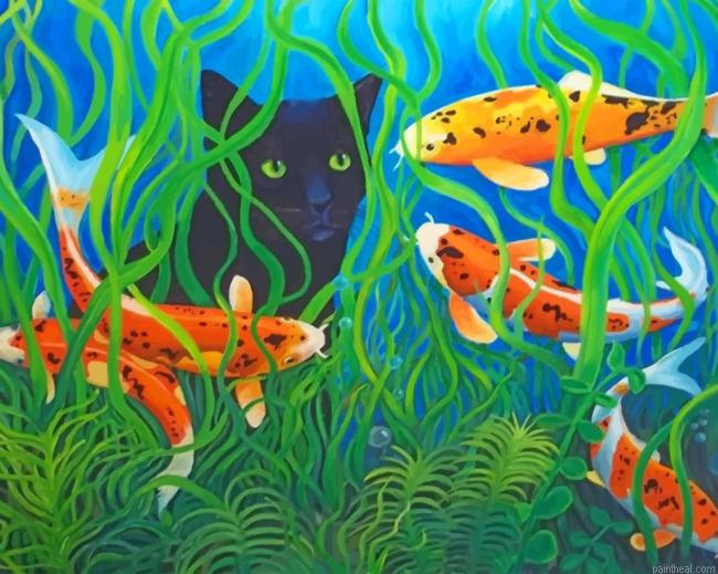 Koi pond black cat painting by numbers.jpeg