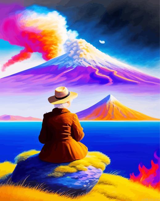 Lady overlooking a burning volcano painting by numbers.jpeg