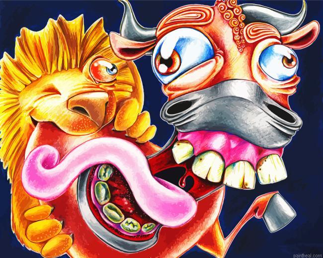 Lion attacking bull painting by numbers.jpeg