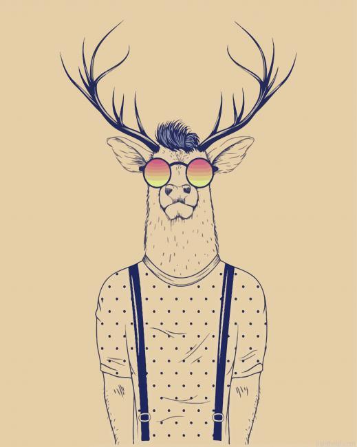 Modern deer with glasses painting by numbers.jpeg