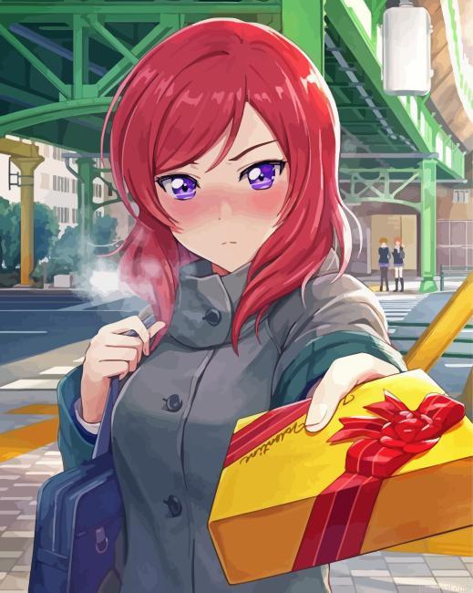 Maki nishikino giving a gift painting by numbers.jpeg