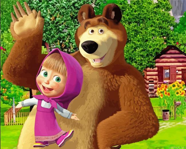 Masha and the bear cartoon painting by numbers.jpeg