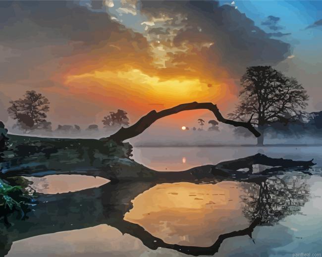 Misty sunrise lake painting by numbers.jpeg