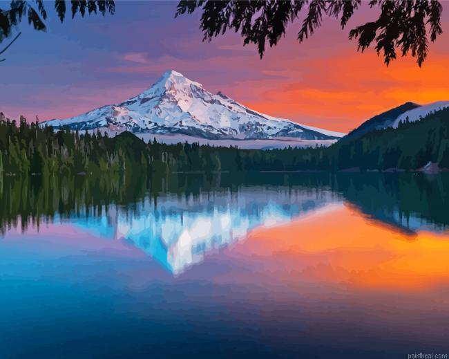 Mt hood lost lake water reflection painting by numbers.jpeg