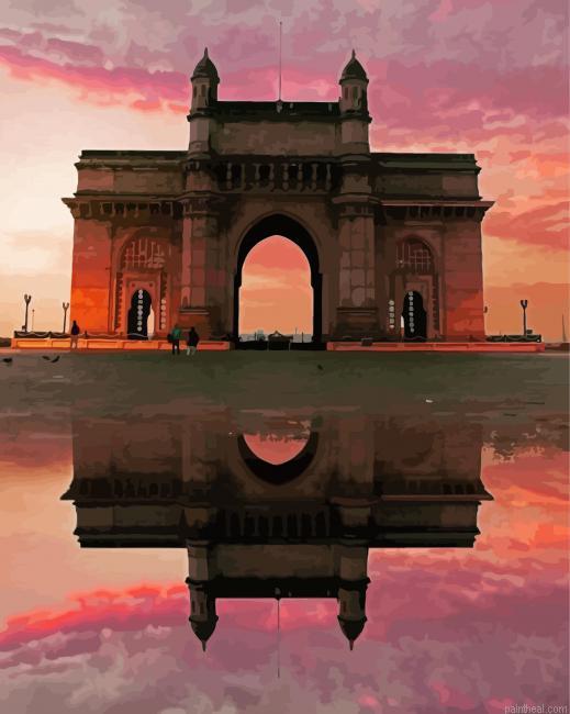 Mumbai gateway of india water reflection painting by numbers.jpeg