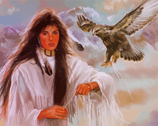 Native woman and hawk painting by numbers.jpeg