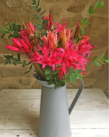 Nerine flowering plant in water jug painting by numbers.jpeg