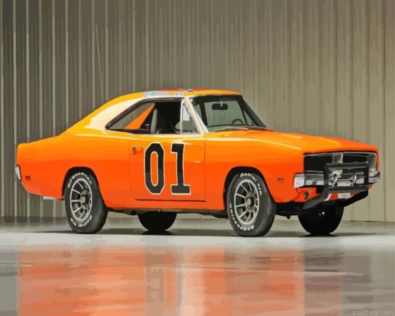 Orange dukes of hazzard car painting by numbers.jpeg