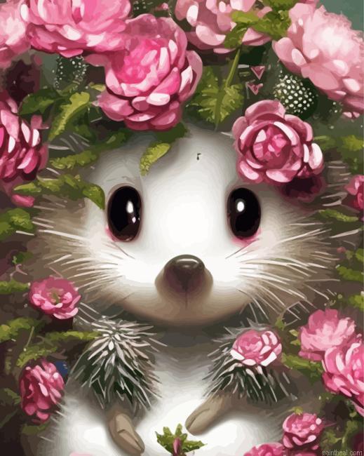 Pink floral hedgehog painting by numbers.jpeg