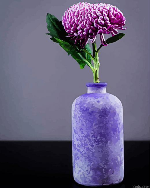 Purple flower in vase with grey background painting by numbers.jpeg