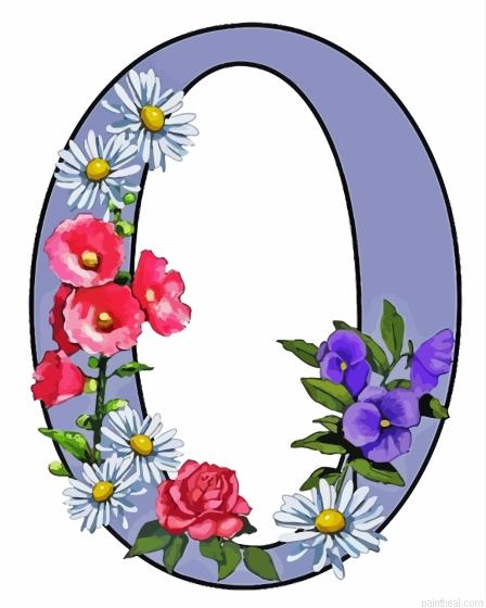 Purple letter o with flowers painting by numbers.jpeg