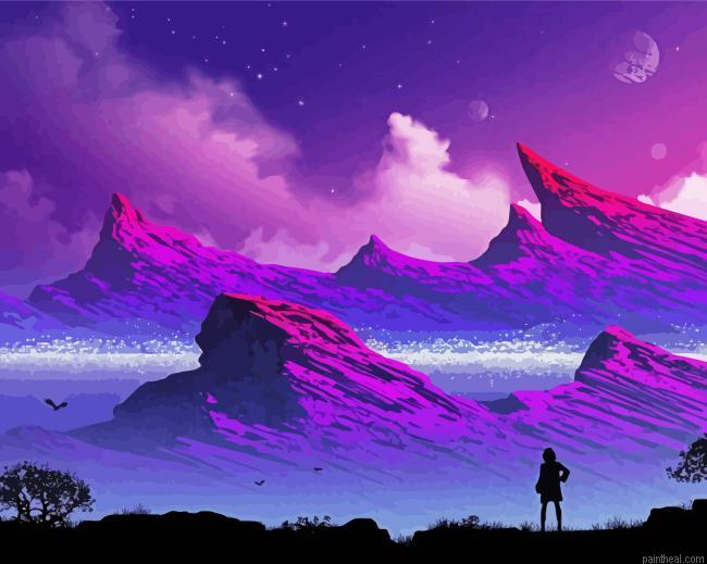 Purple mountains landscape painting by numbers.jpeg