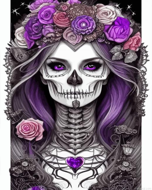 Purple skull lady painting by numbers.jpeg